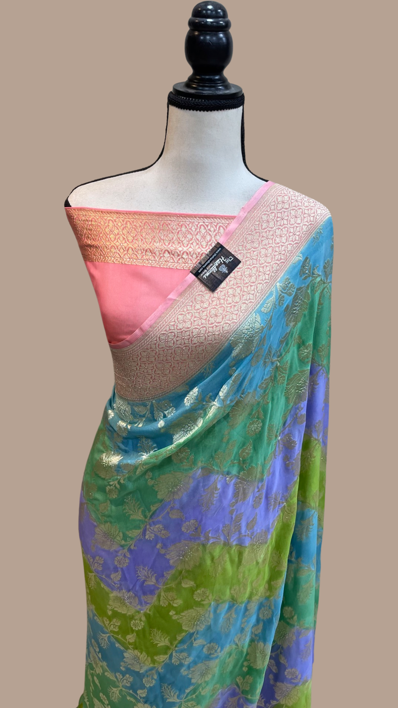 Pure Khaddi Georgette Handloom Banarasi Saree - The Handlooms