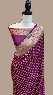 Khaddi Georgette Banarasi Saree - Gold zari - The Handlooms