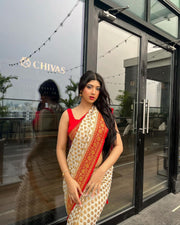 Khaddi Georgette Hnadloom Banarasi Saree -  Antique zari - The Handlooms