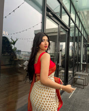 Khaddi Georgette Hnadloom Banarasi Saree -  Antique zari - The Handlooms