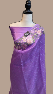 Pure Organza Chikankari Handloom Banarasi Saree - The Handlooms