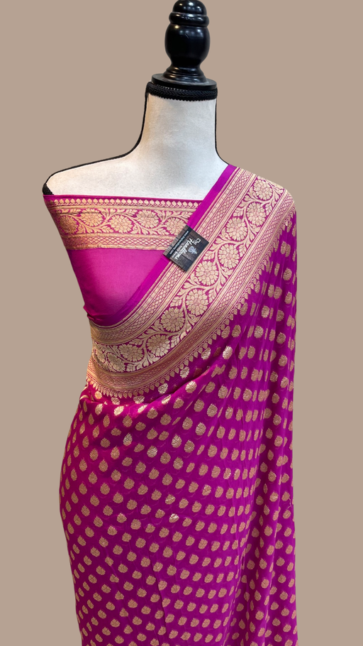 Khaddi Georgette Banarasi Saree - Gold zari - The Handlooms