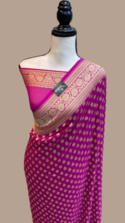 Khaddi Georgette Banarasi Saree - Gold zari - The Handlooms
