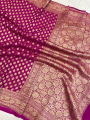 Khaddi Georgette Banarasi Saree - Gold zari - The Handlooms
