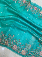 Pure organza Chikankari Handloom Banarasi Saree - The Handlooms
