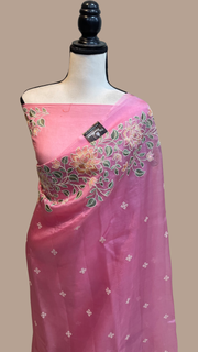 Pure organza Chikankari Handloom Banarasi Saree - The Handlooms