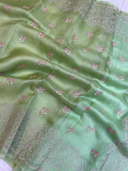 Pure organza Chikankari Handloom Banarasi Saree - The Handlooms
