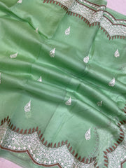 Pure organza Chikankari Handloom Banarasi Saree - The Handlooms
