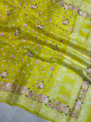 Pure Organza Chikankari Handloom Banarasi Saree - The Handlooms