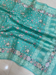 Pure Organza Chikankari Handloom Banarasi Saree - The Handlooms