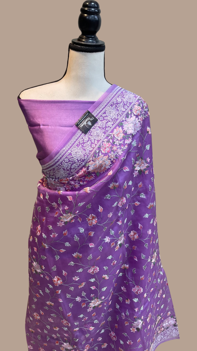 Pure Organza Chikankari Handloom Banarasi Saree - The Handlooms