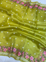 Pure Organza Chikankari Handloom Banarasi Saree - The Handlooms