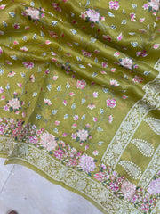 Pure Organza Chikankari Handloom Banarasi Saree - The Handlooms