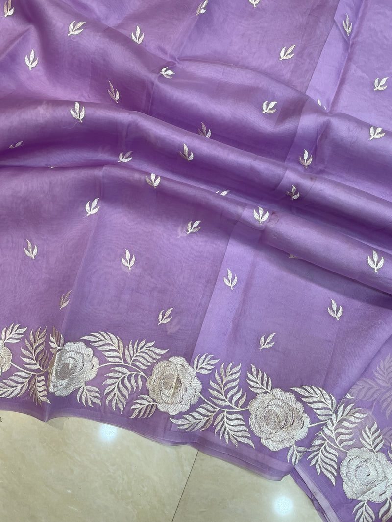 Pure Organza Chikankari Handloom Banarasi Saree - The Handlooms