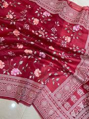 Pure Organza Chikankari Handloom Banarasi Saree - The Handlooms