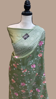 Pure Organza Chikankari Handloom Banarasi Saree - The Handlooms