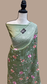 Pure Organza Chikankari Handloom Banarasi Saree - The Handlooms