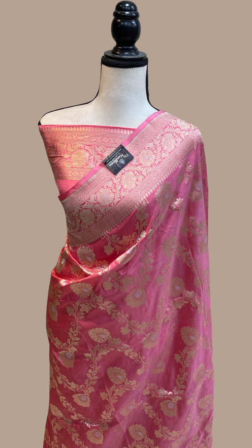Pure Katan Silk Banarasi Handloom Saree - All over sona roopa Jaal work - The Handlooms