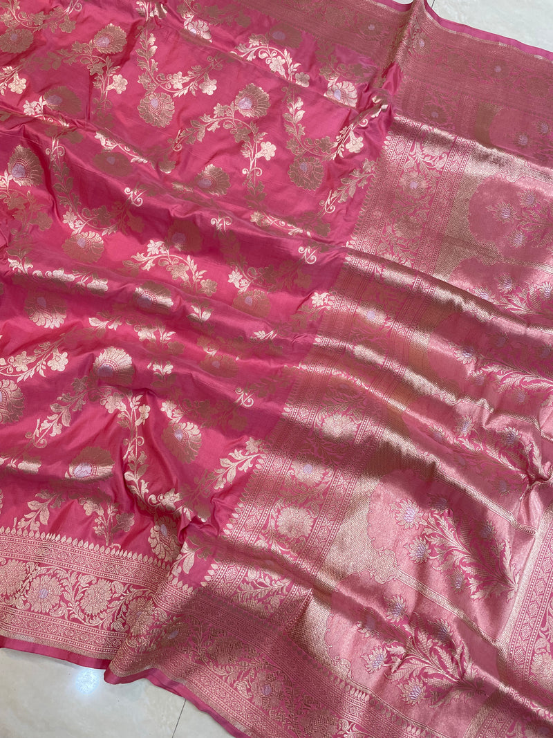 Pure Katan Silk Banarasi Handloom Saree - All over sona roopa Jaal work - The Handlooms