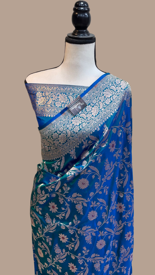 Pure Katan Silk Banarasi Handloom Saree - All over sona roopa Jaal work With Meenakari - The Handlooms