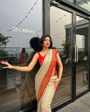 Khaddi Georgette Hnadloom Banarasi Saree -  Antique zari - The Handlooms